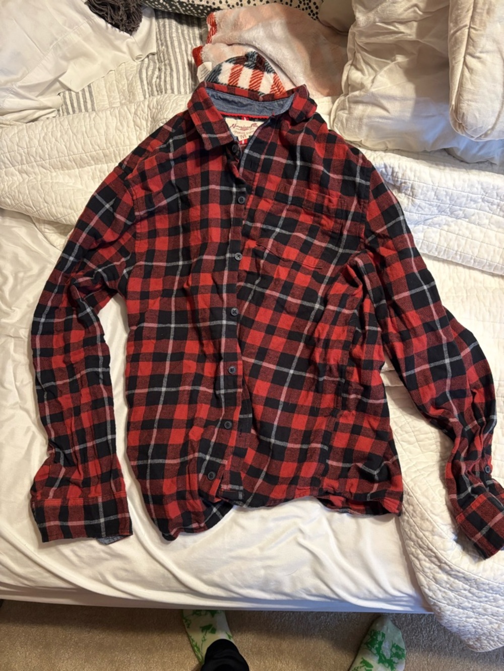 American Rag Red and Black Plaid Button-Up Shirt